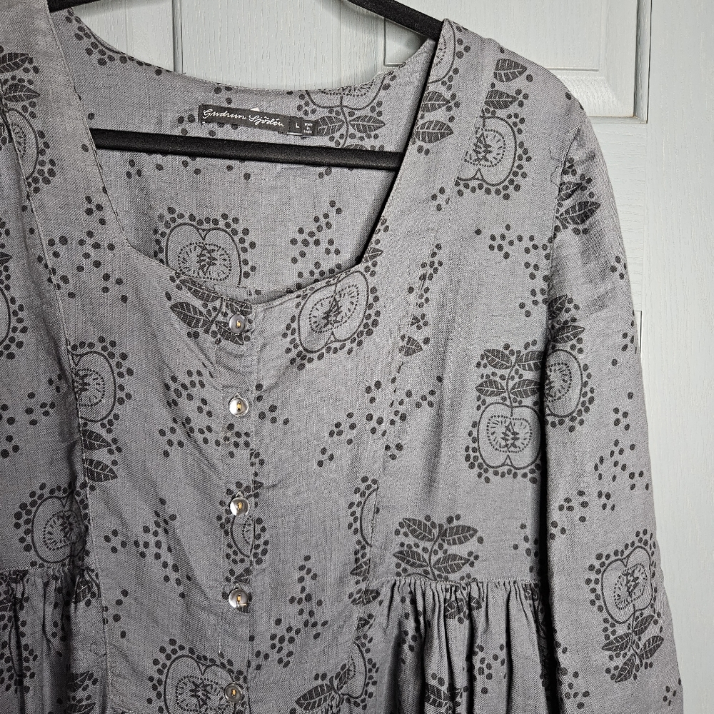 Gudrun Sjoden Linen blend women's dress, gray, size large